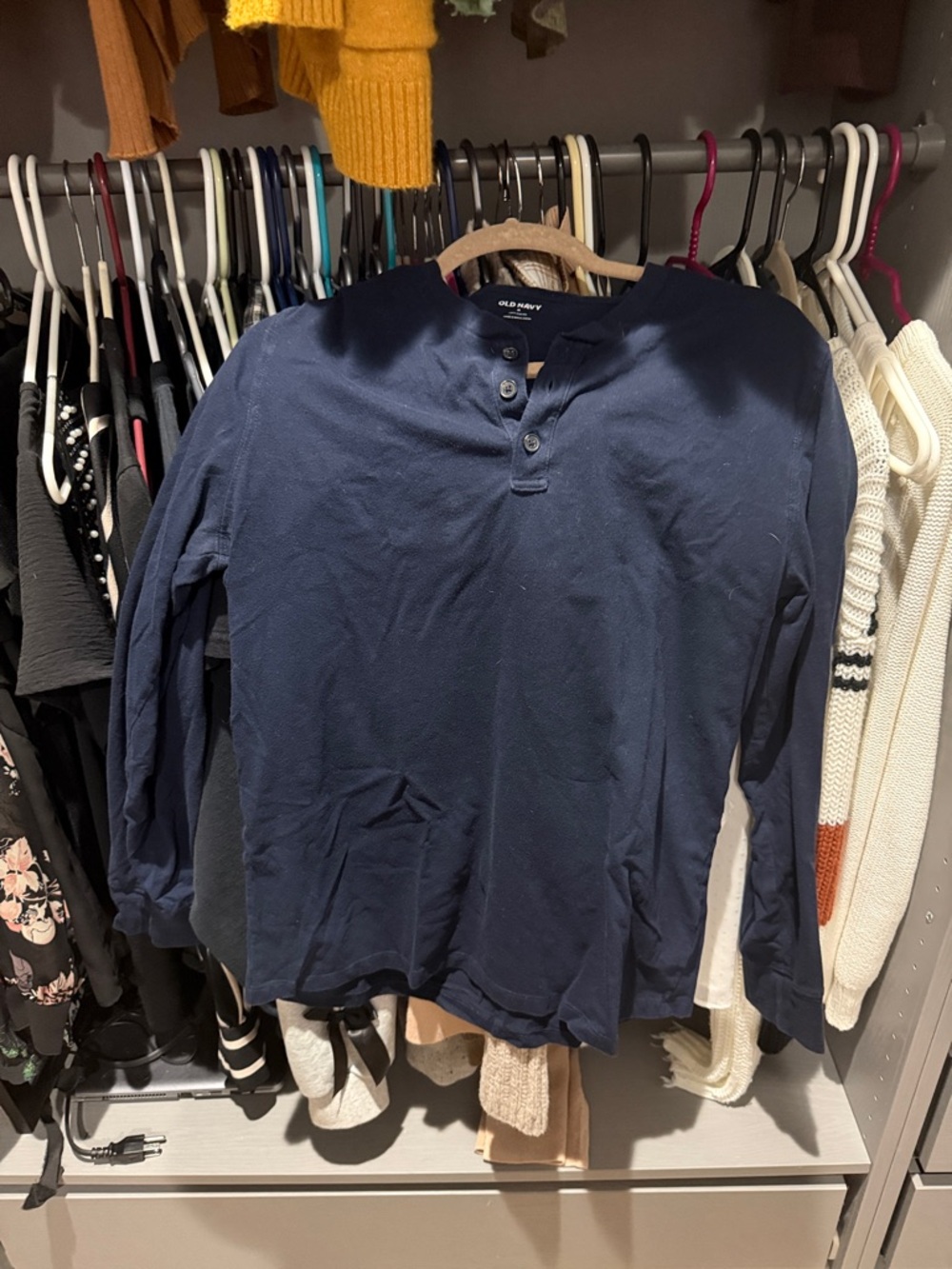 Old Navy Men's Navy Long Sleeve Henley Top